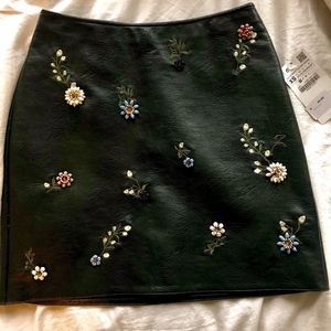 Zara Vegan Leather Skirt with Embellishments
